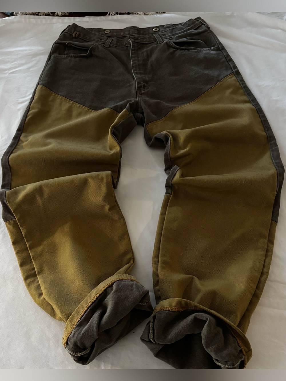 Vintage Wrangler Two-Tone Olive Green & Charcoal Cargo Pants SZ 34X32